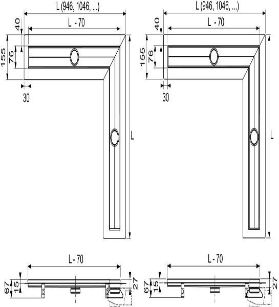 TECE Угловой канал TECEdrainline 610900 Seal System 90 x 90 cм