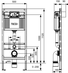 Tece 9300302 Инсталляция TECEprofil высота 1120 мм