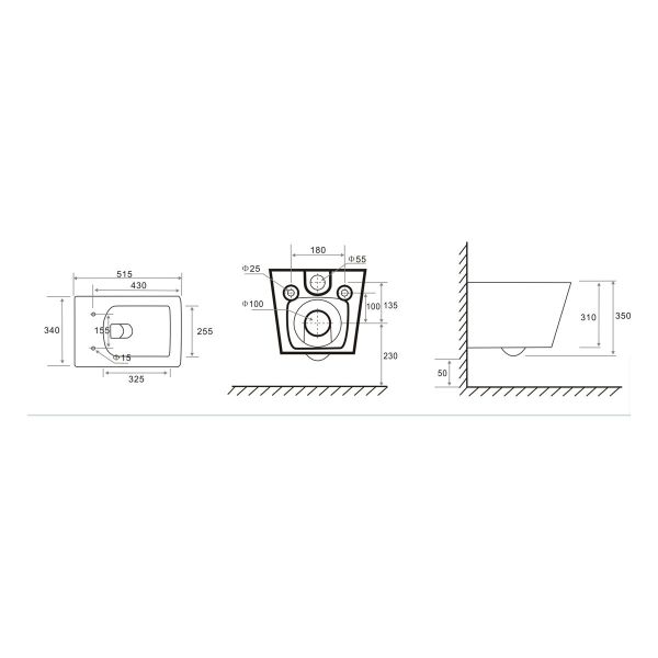 Унитаз подвесной TECEspring S 9700996 безободковый с сиденьем смыв торнадо белый