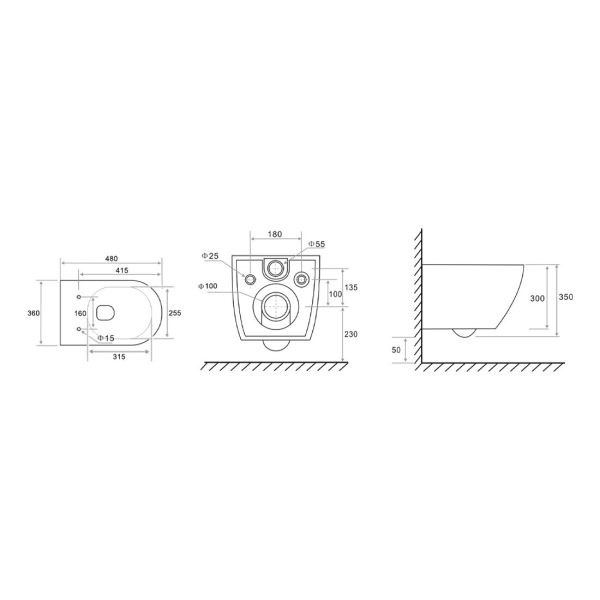 Комплект для установки подвесного унитаза с панелью смыва TECEspring K K401104WCK чёрный матовый