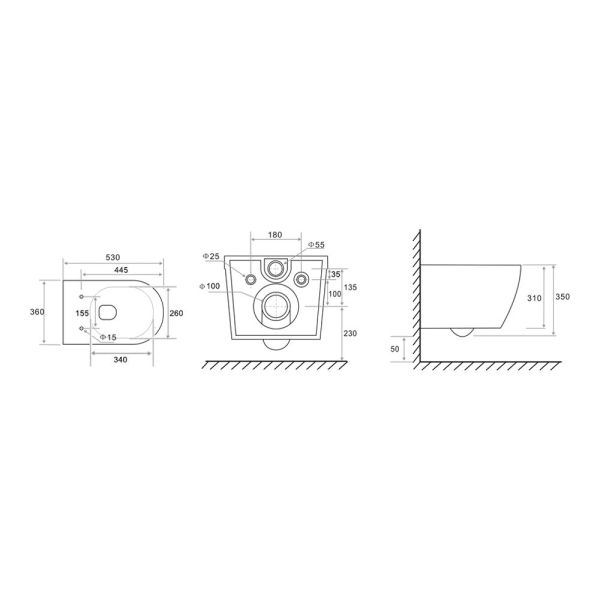 Комплект для установки подвесного унитаза с панелью смыва TECEspring S K401104WCS чёрный матовый
