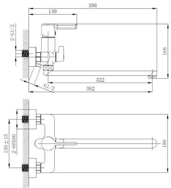 Смеситель для ванны Haiba HB22814 хром