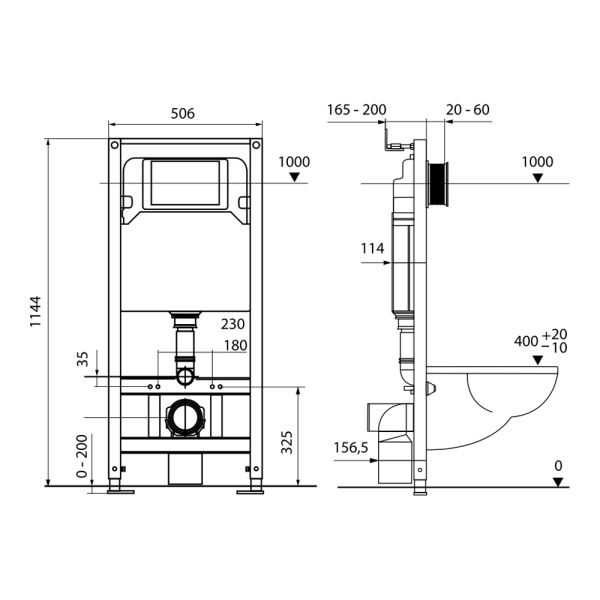 Комплект для установки подвесного унитаза с панелью смыва TECEspring S K401104WCS чёрный матовый