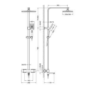 Душевая система Timo Tetra-thermo SX-0169/03 с термостатом чёрный