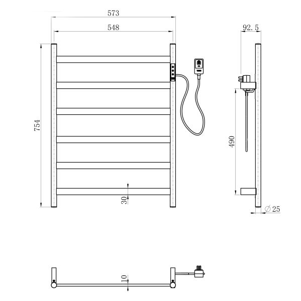 Полотенцесушитель электрический Wonzon & Woghand Essen WW-A405-BR 57x75 см брашированный никель