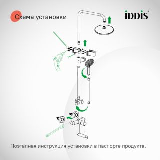 Душевая система с тропическим IDDIS Эйгер (Aiger) AIGMG3Fi06 золото матовое