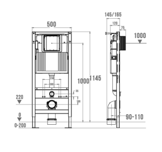 Система инсталляции для унитаза Wonzon & Woghand  WW-TI743A-H пневматическая
