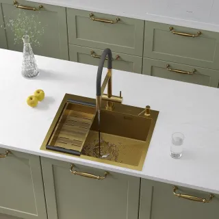 Кухонная мойка Roxenbath Snake 60 560220-60-GS золото текстурное покрытие