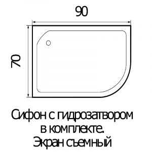Душевой поддон RIVER 90*70*26 R