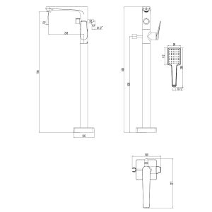 Напольный смеситель для ванны Lemark Bronx LM3744GM графит