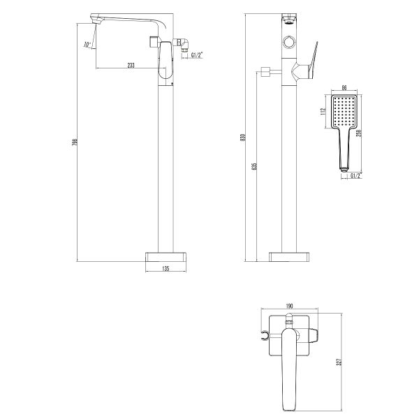 Напольный смеситель для ванны Lemark Bronx LM3744GM графит