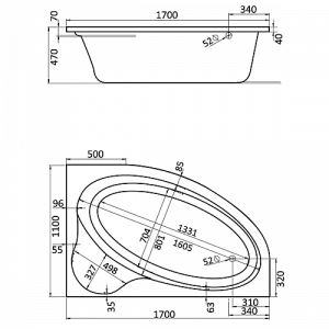 Панель фронтальная для акриловой ванны Santek Эдера 170х110 R 1WH112209