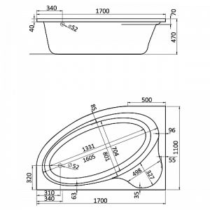 Панель фронтальная для акриловой ванны Santek Эдера 170х110 L 1WH112089