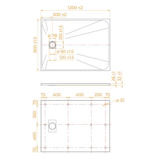 Душевой поддон RGW TSS-129W 553502912-01 120x90 см белый