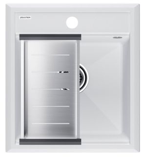 Комплект Paulmark: мойка Stepia 45 и коландер Advance PM114651-WH+A375-BS белый/брашированная нержавеющая сталь Комплект Paulmark: мойка Stepia 45 и коландер Advance PM114651-WH+A375-BS белый/брашированная нержавеющая сталь