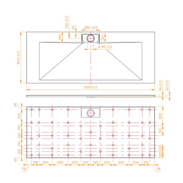 Душевой поддон RGW TKS-W 553802820-01 80x200см белый Душевой поддон RGW TKS-W 553802820-01 80x200см белый