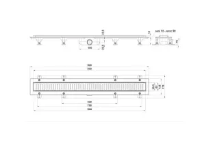 Душевой трап (лоток) Good Door 850 (чёрный, с прорезями, сух.затвор.)