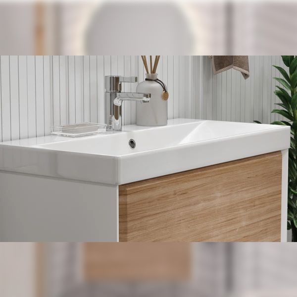 Тумба под раковину подвесная Velvex Gesso tp.GES.9696.80.2Y белый матовый/дуб сонома, 80 см Тумба под раковину подвесная Velvex Gesso tp.GES.9696.80.2Y белый матовый/дуб сонома, 80 см