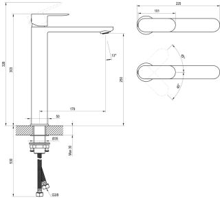 Смеситель для раковины Ravak Chrome II CR X070459 чёрный матовый