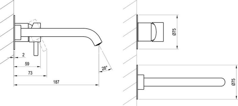 Смеситель для раковины Ravak Espirit X070198 ES 019.00CR.O1 настенный ХРОМ
