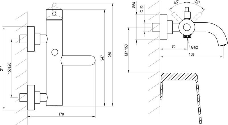 Смеситель для ванны Ravak Espirit  X070353 S ES 022.60RGB РОЗОВОЕ ЗОЛОТО
