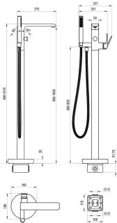 Напольный смеситель для ванны Ravak Flat FL X070441 чёрный матовый