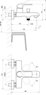 Смеситель для ванны и душа Ravak Flat X070175 чёрный матовый