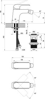 Смеситель для биде Ravak Flat X070178 с донным клапаном чёрный матовый