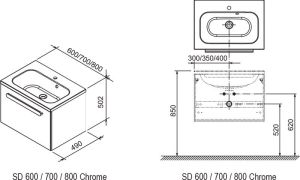 Ravak Тумба под умывальник SD 600 Chrome белая/белая