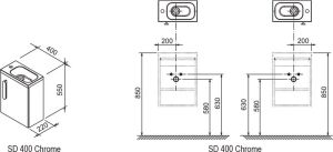 Дверь тумбы под умывальник SD 400 Chrome L белая