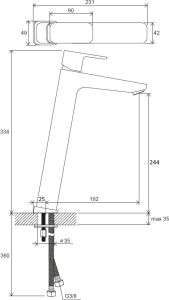 Смеситель для накладной раковины Ravak 10° Free чёрный X070151