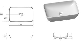 Раковина Ravak Uni XJX0D150000 50 см чёрный матовый