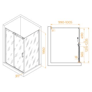 Душевой уголок RGW TO-44-1B (TO-14B + Z-060-2B) 020744120-14 120x100см чёрный Душевой уголок RGW TO-44-1B (TO-14B + Z-060-2B) 020744120-14 120x100см чёрный