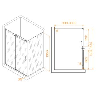 Душевой уголок RGW TO-44-1B (TO-14B + Z-060-2B) 020744140-14 140x100см чёрный Душевой уголок RGW TO-44-1B (TO-14B + Z-060-2B) 020744140-14 140x100см чёрный