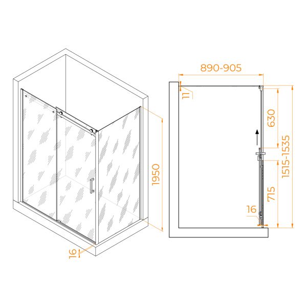Душевой уголок RGW TO-44B (TO-14B + Z-050-2B) 02074428-14 120x80см чёрный
