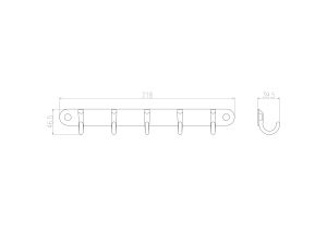 Вешалка с пятью крючками для ванной Wonzon & Woghand WW-9384-5 хром