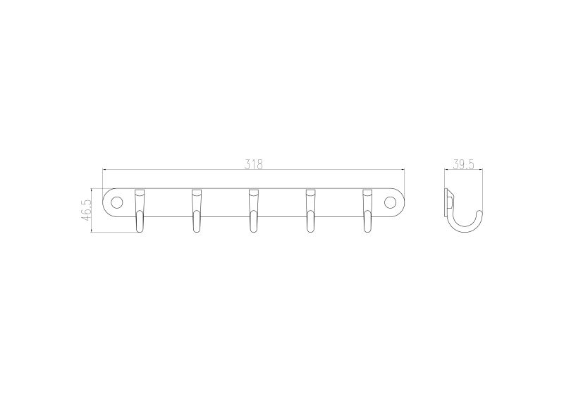 Вешалка с пятью крючками для ванной Wonzon & Woghand WW-9384-5 хром
