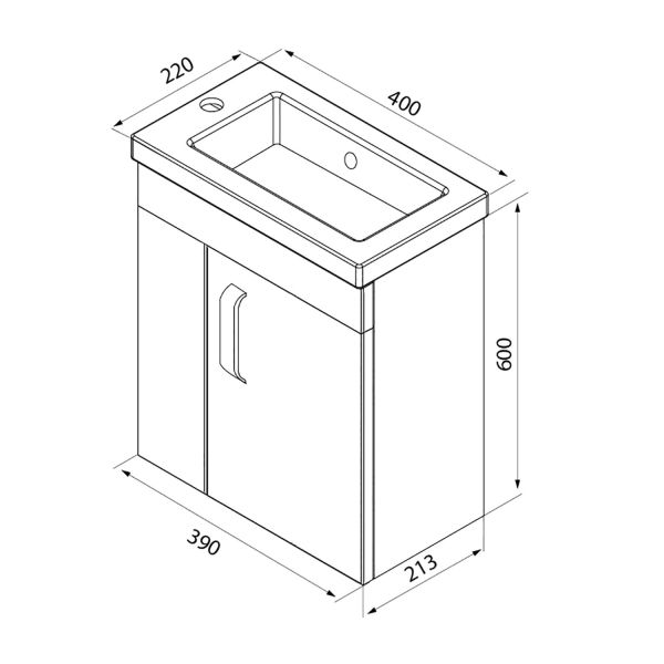 Тумба с раковиной IDDIS Torr подвесная 40см белый TOR40W1i95K