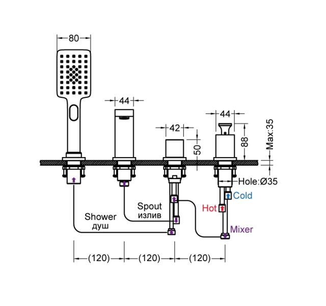Смеситель на борт ванны Timo Torne чёрный 4330/03Y