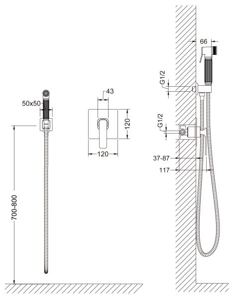 Гигиенический душ Timo Torne со смесителем антик 4389/02SM