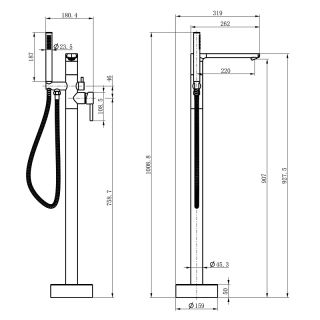 Напольный смеситель для ванны Azario Rimini AZ-K3110B чёрный матовый
