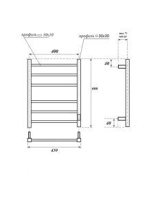 Полотенцесушитель электрический APEXTERMO Terra TR00164BM 600x400 черный матовый