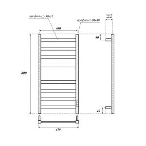 Полотенцесушитель электрический APEXTERMO Terra TR00184WM 800x400 белый матовый
