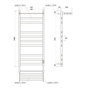 Полотенцесушитель электрический APEXTERMO Terra TR01105BM 1000x500 с полкой черный матовый
