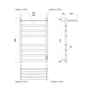 Полотенцесушитель электрический APEXTERMO Terra TR01185WM 800x500 с полкой белый матовый