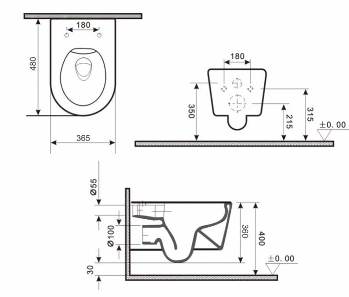 Унитаз подвесной Gid Tr2130bm 62205Y черный матовый 48x36.5x36