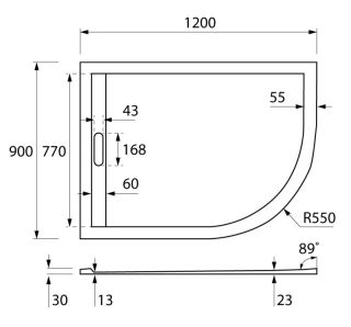 Поддон Cezares TRAY-AS-RH-120/90-550-30-W-L Поддон Cezares TRAY-AS-RH-120/90-550-30-W-L