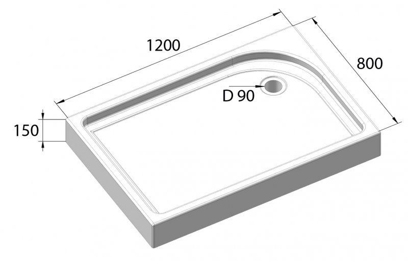 Душевой акриловый поддон 120x80см, правосторонний, белый BelBagno TRAY-BB-AH-120/80-15-W-R
