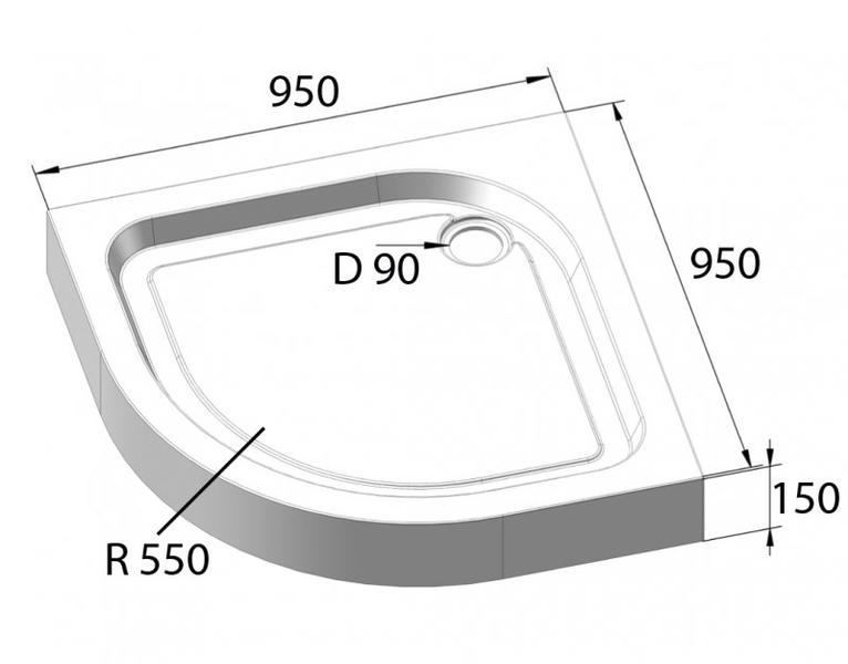 Душевой акриловый поддон 95см, белый BelBagno TRAY-BB-R-95-550-15-W
