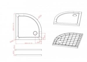 Поддон Cezares 80x80 TRAY-M-R-80-550-35-W из стеклокомпозита (SMC)